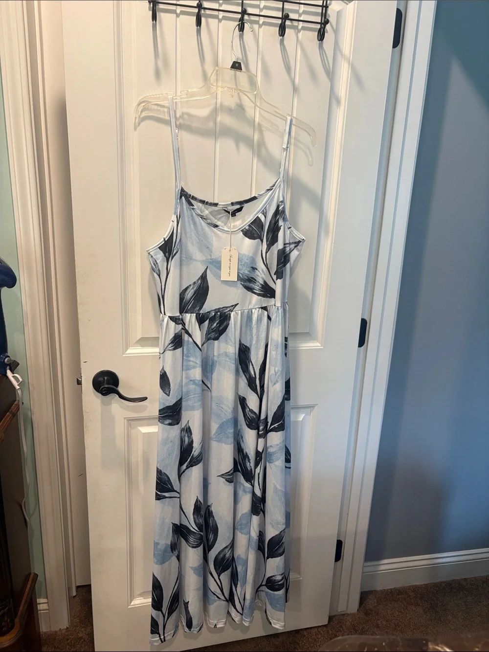 Shall We 2-piece sleeveless light blue floral maxi dress with sheer cardigan NWT